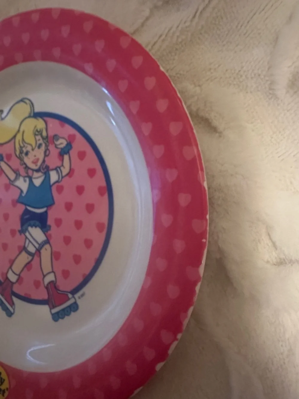 Vintage 1995 Polly Pocket - Roller Skater Design Melamine Dinner Plate Plastic